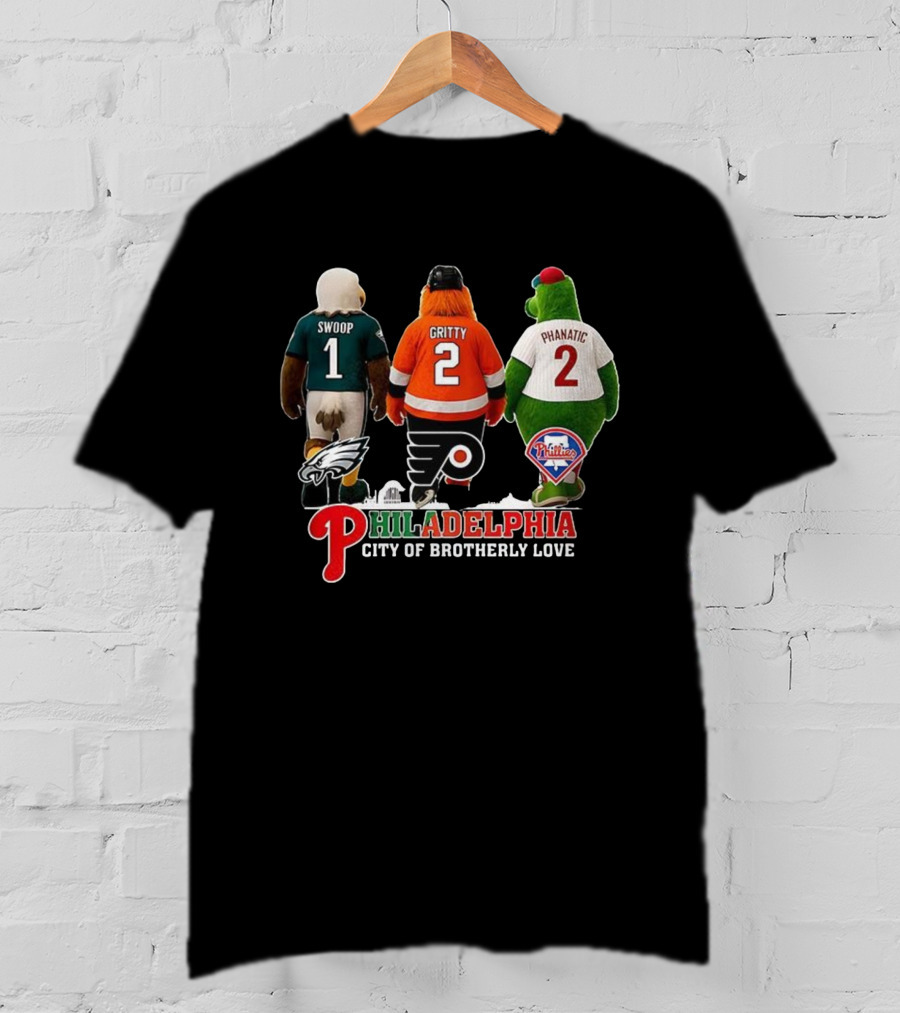 Swoop Gritty Phanatic Philadelphia City Of Brotherly Love Eagles Flyers Phillies T-Shirt