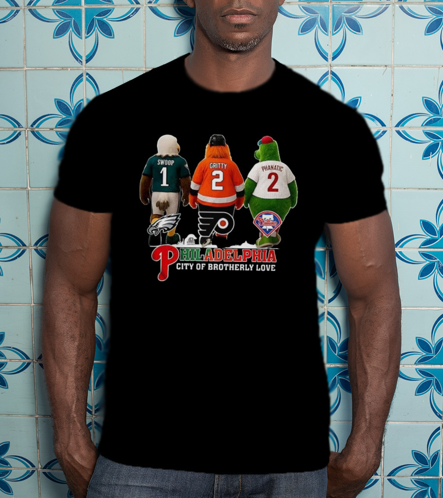Swoop Gritty Phanatic Philadelphia City Of Brotherly Love Eagles Flyers Phillies T-Shirt