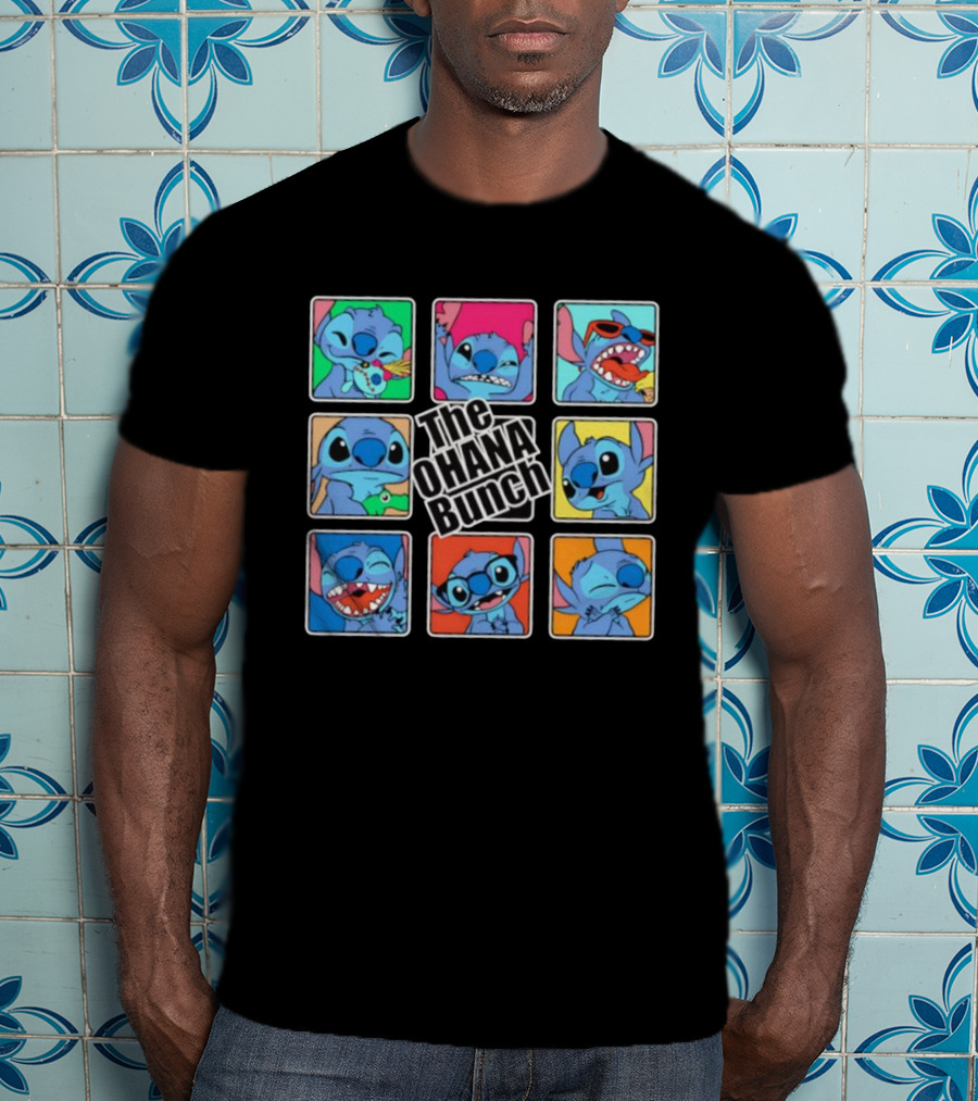 The OHANA Bunch Stitch Nine Panel Grid Colorful Expressions T-Shirt