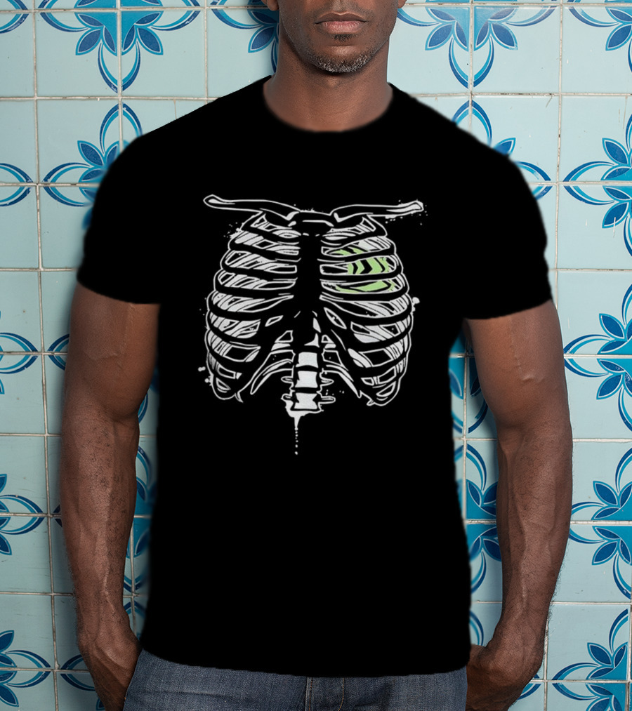 X Ray Chest NVIDIA Heart In Green Rib Cage T-Shirt