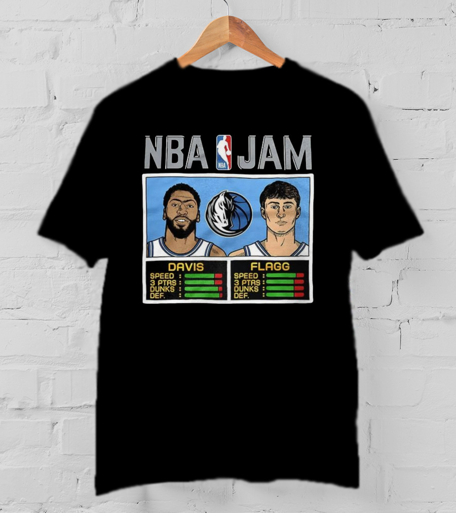 Anthony Davis Cooper Flagg NBA Jam Dallas Mavericks Retro Style T-Shirt