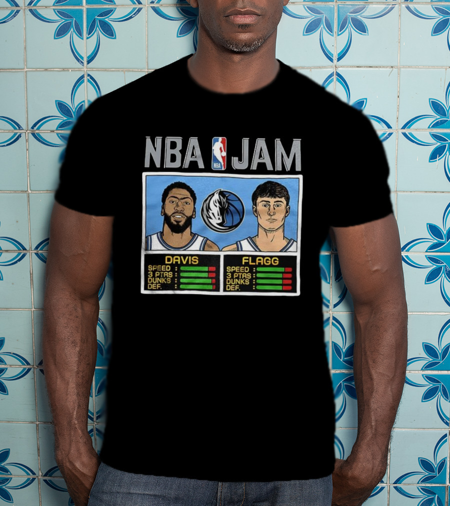 Anthony Davis Cooper Flagg NBA Jam Dallas Mavericks Retro Style T-Shirt