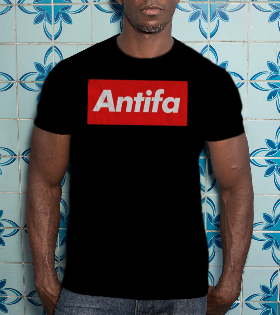 Antifa Supre American Antifascist Political Red Rectangle T-Shirt