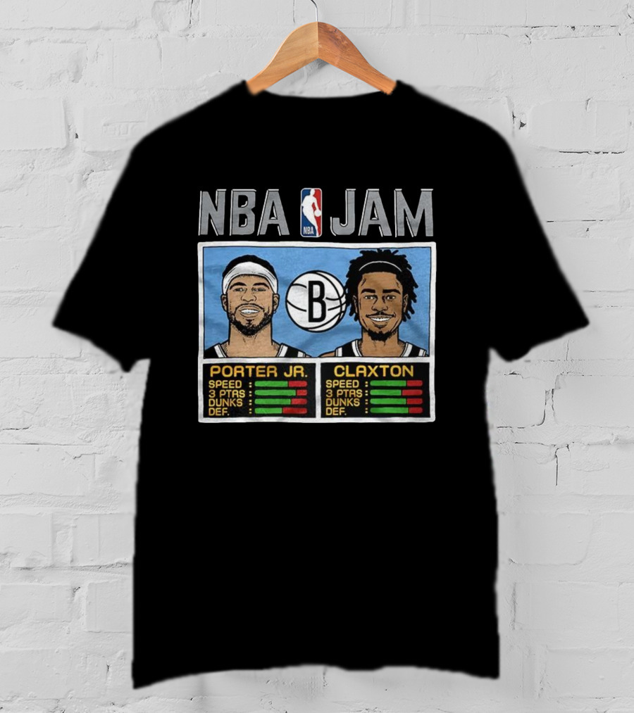 NBA Jam Porter Jr Claxton Brooklyn Nets Player Stats T-Shirt