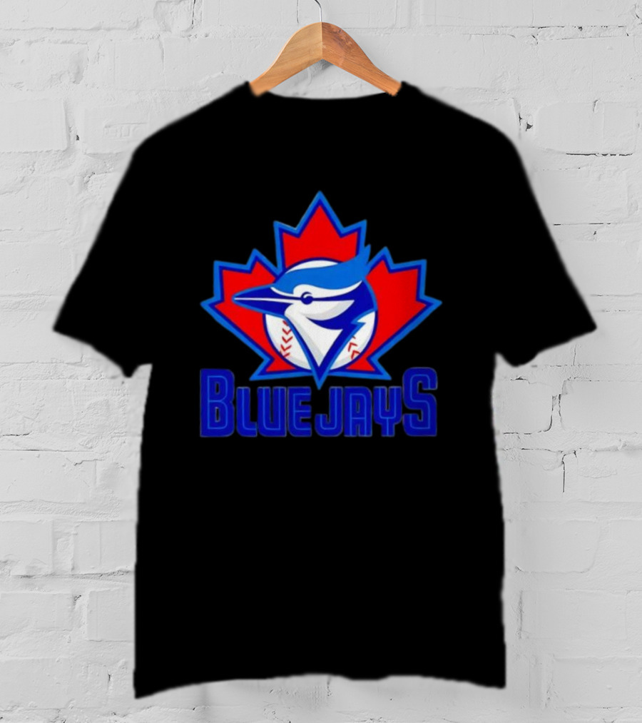 Toronto Blue Jays Emblem In Red Maple Leaf Icon Blue Jays T-Shirt