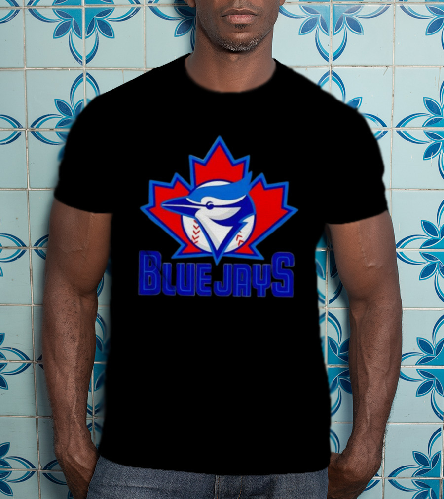 Toronto Blue Jays Emblem In Red Maple Leaf Icon Blue Jays T-Shirt