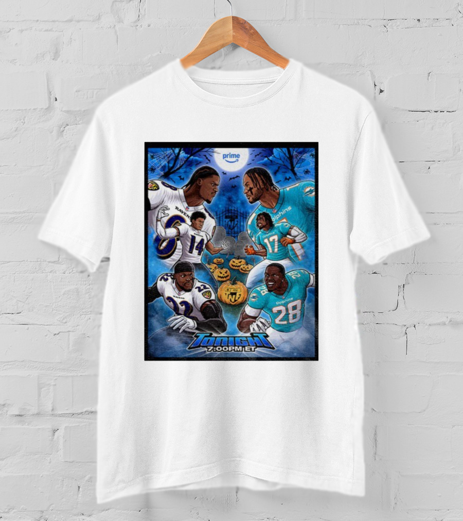 Baltimore Ravens Vs Miami Dolphins Halloween 2025 NFL Prime Tonight 7:00PM ET T-Shirt