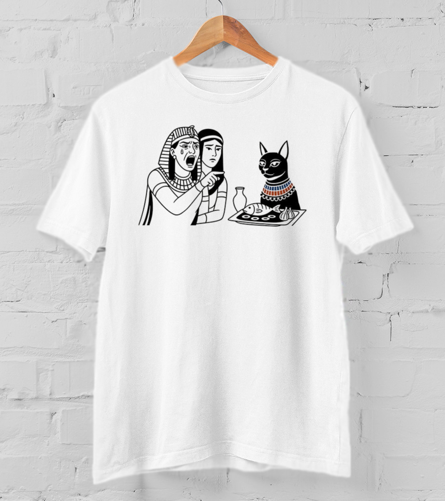 Egyptian Woman Yelling At Cat Goddess Bastet Meme Illustration T-Shirt