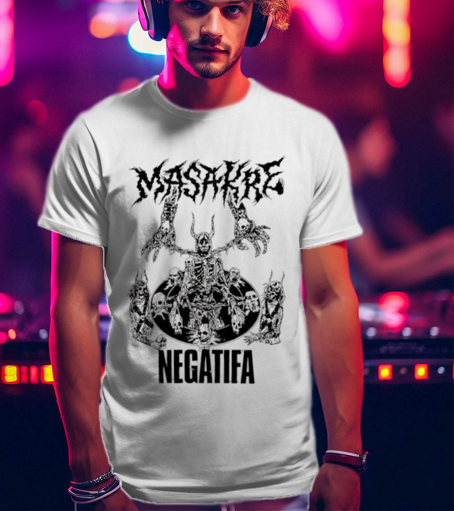 Masakre Negatifa Skull Skeleton Demonic Creature T-Shirt