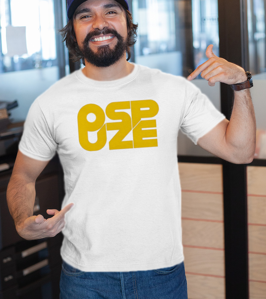 Ospuze Yellow Bold Text Logo T-Shirt