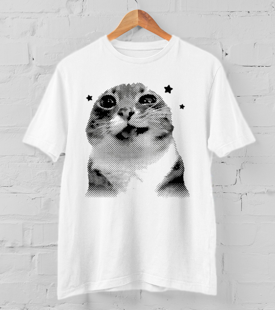 Rigby Cat Floating In Space Retro Star Meme T-Shirt