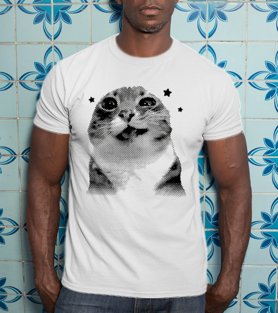 Rigby Cat Floating In Space Retro Star Meme T-Shirt