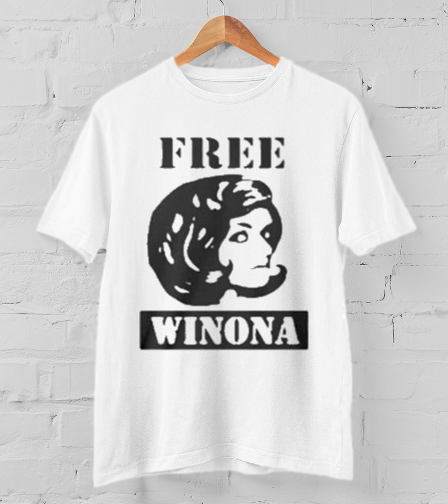Free Winona Ryder Retro Stencil Style T-Shirt