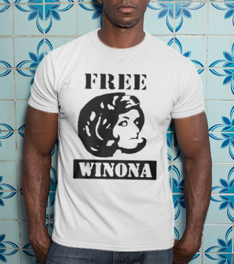 Free Winona Ryder Retro Stencil Style T-Shirt