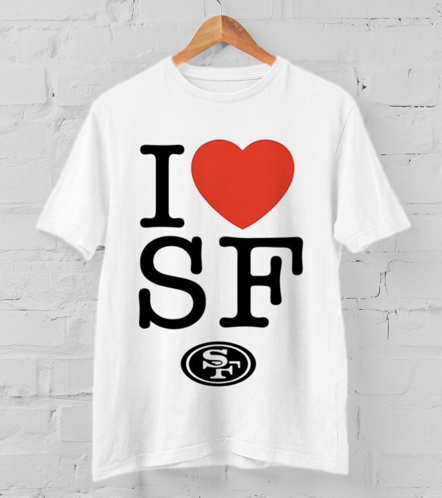 San Francisco 49ers I Love SF Heart Symbol Football Team Logo T-Shirt