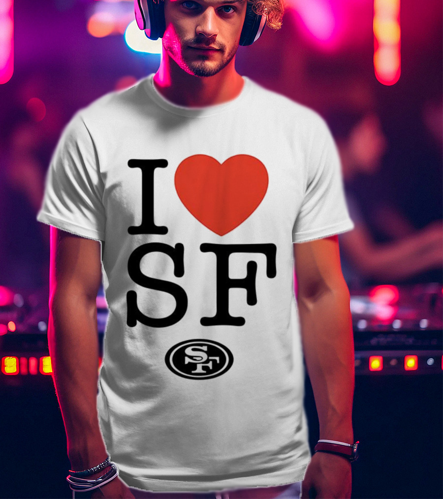 San Francisco 49ers I Love SF Heart Symbol Football Team Logo T-Shirt