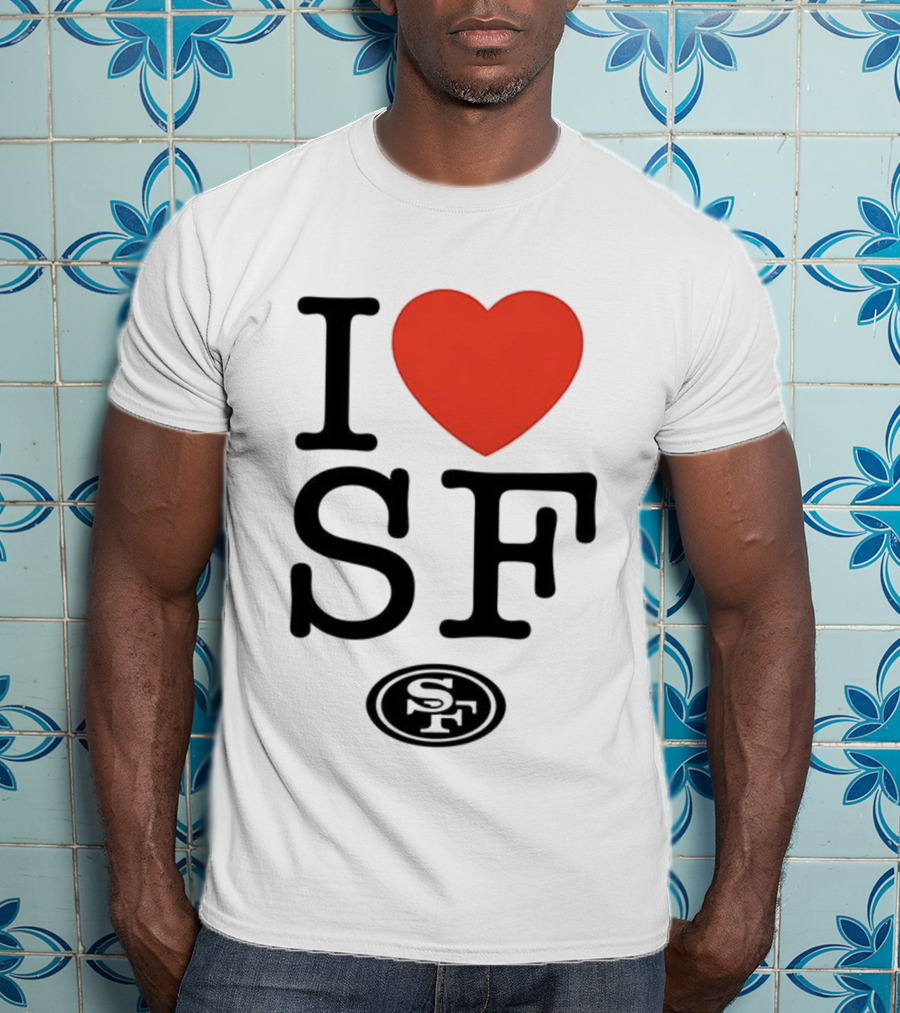 San Francisco 49ers I Love SF Heart Symbol Football Team Logo T-Shirt