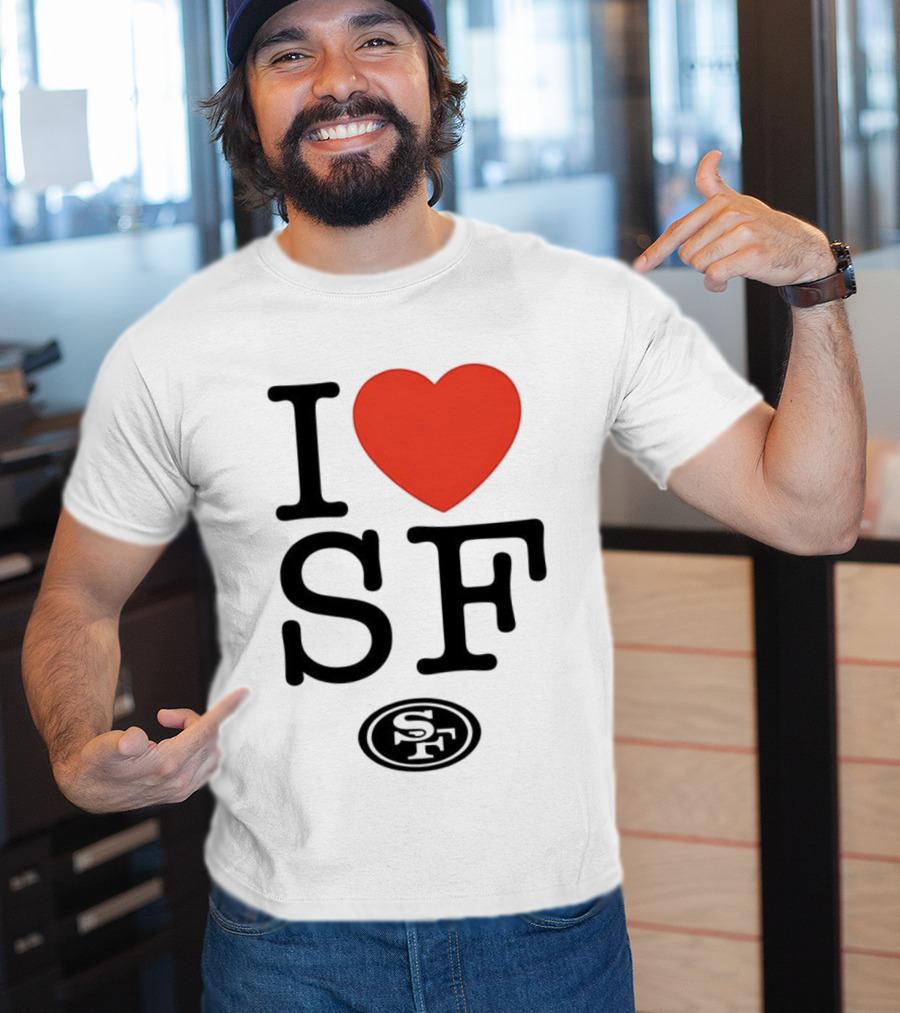San Francisco 49ers I Love SF Heart Symbol Football Team Logo T-Shirt