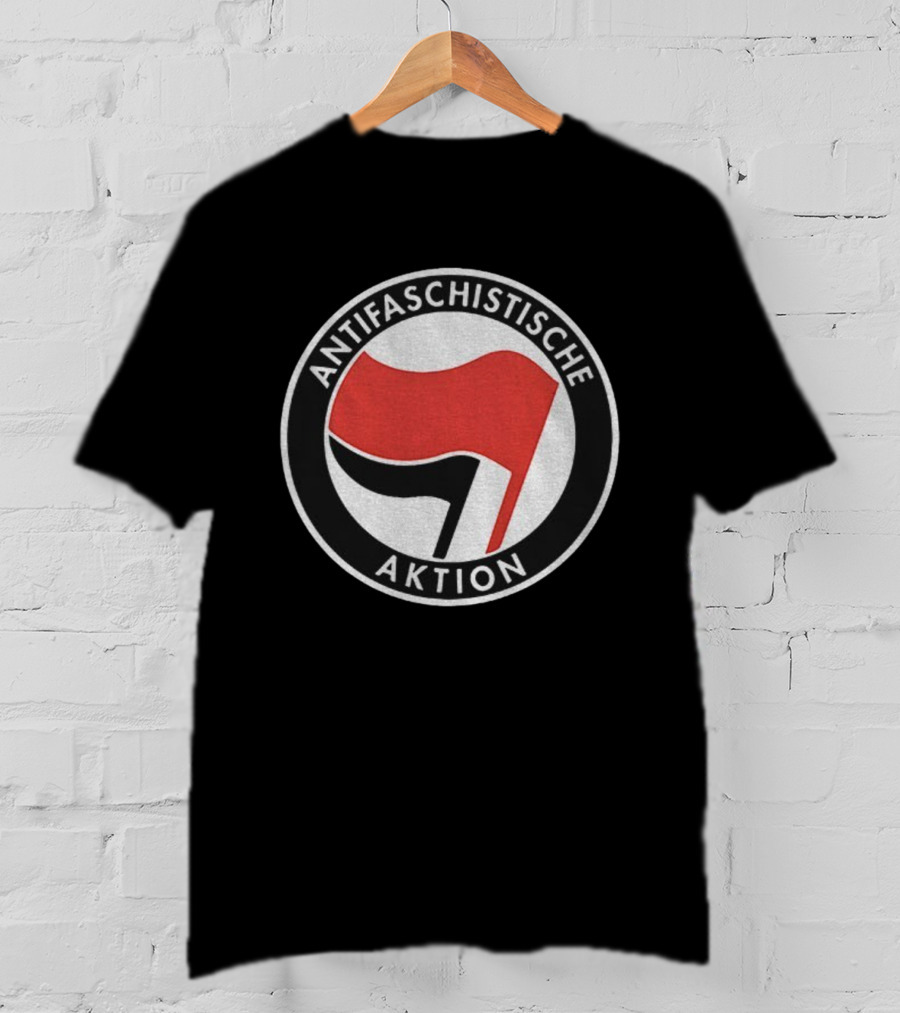 Antifaschistische Aktion Red Black Flags Anti Fascist Symbol T-Shirt