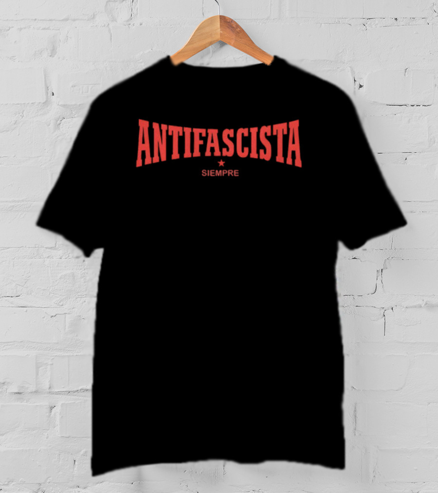 Antifascista Siempre Bold Red Arch Text With Star Symbol T-Shirt