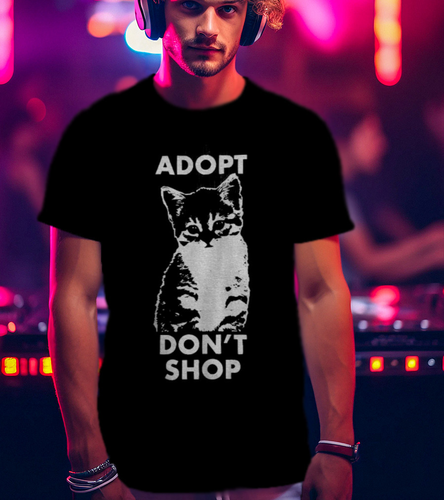Adopt Don't Shop Vintage Cute Cat T-Shirt