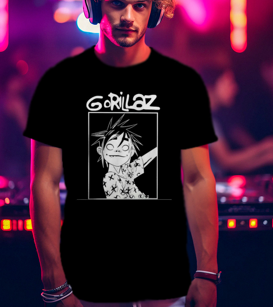 Gorillaz Black White Character Graphic T-Shirt
