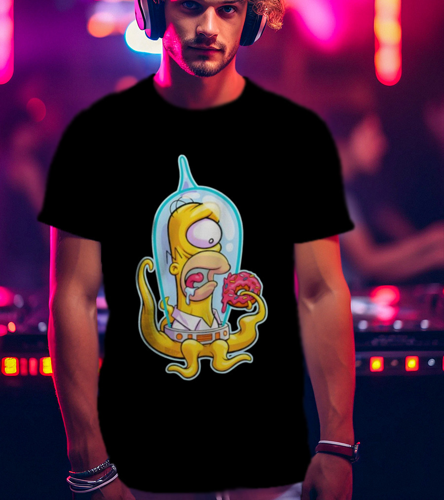 HO-MAR Simpsalien Homer Simpson BeastWreck Halloween Character Donut Space Alien T-Shirt