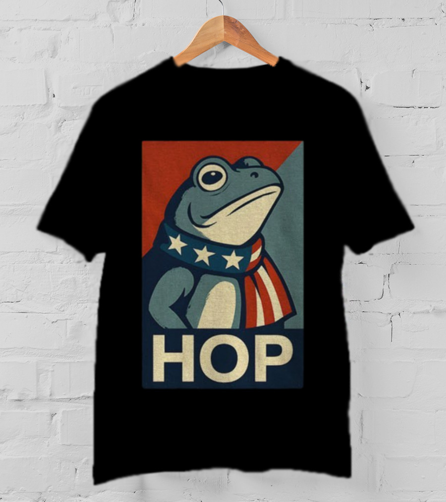 Portland HOP Frog Anti Fascist Political Parody Retro American Flag Style T-Shirt