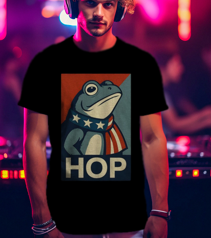 Portland HOP Frog Anti Fascist Political Parody Retro American Flag Style T-Shirt