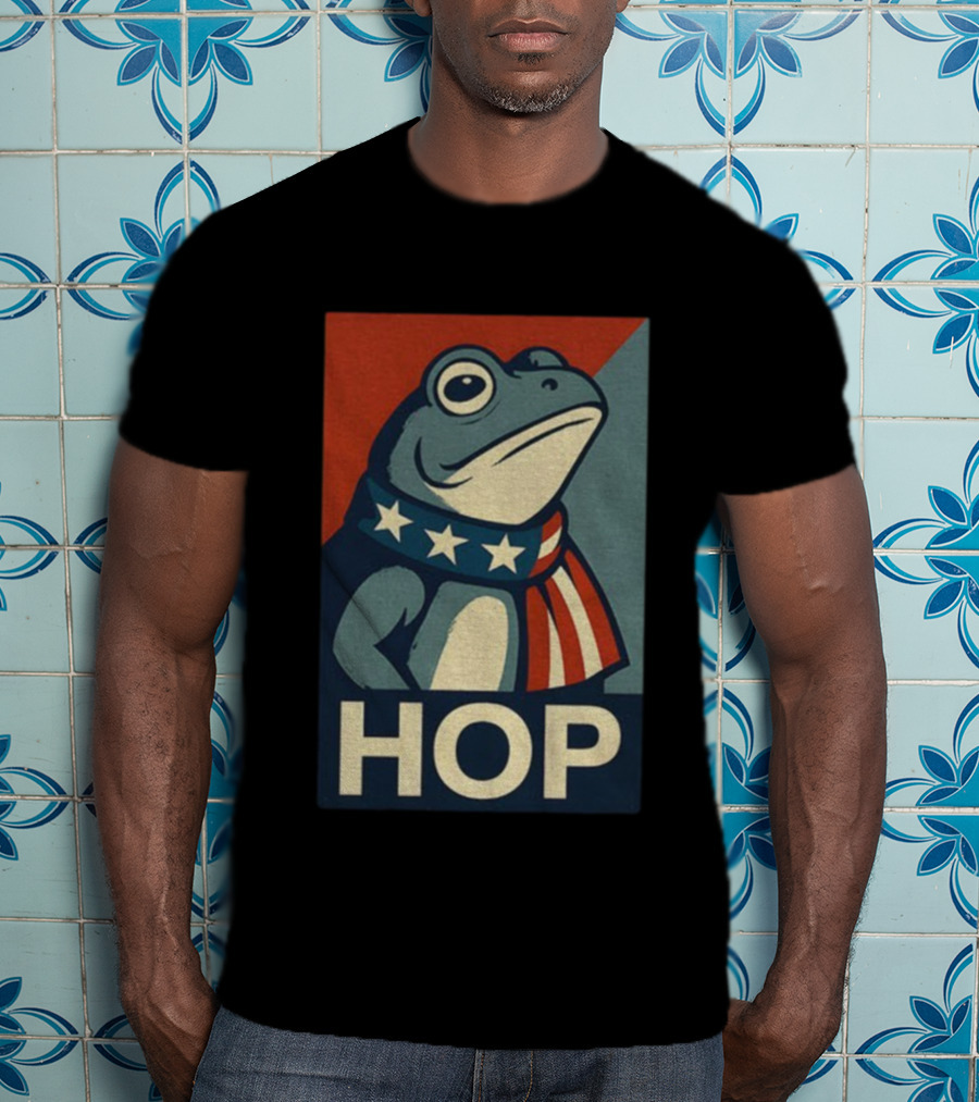 Portland HOP Frog Anti Fascist Political Parody Retro American Flag Style T-Shirt