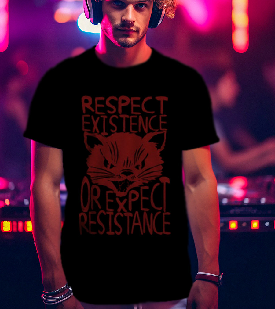 Sabo Tabby Respect Existence Or Expect Resistance Punk Leftist Socialist Cat T-Shirt