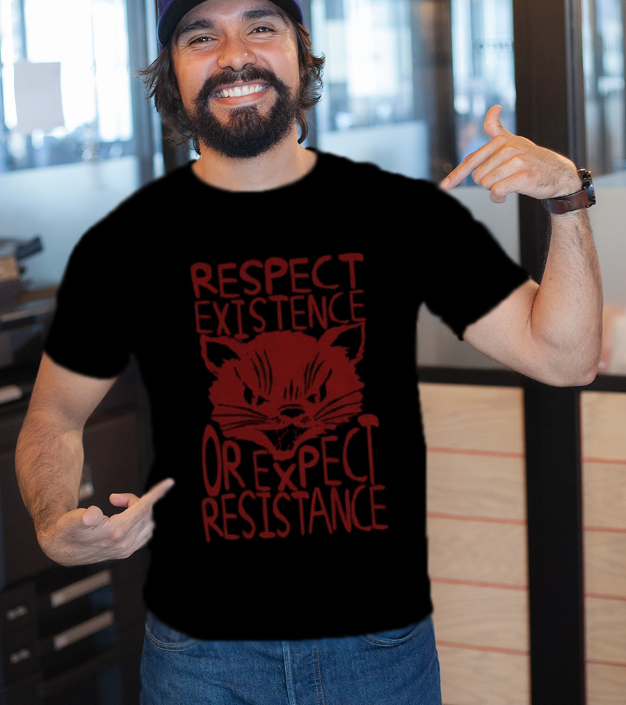 Sabo Tabby Respect Existence Or Expect Resistance Punk Leftist Socialist Cat T-Shirt
