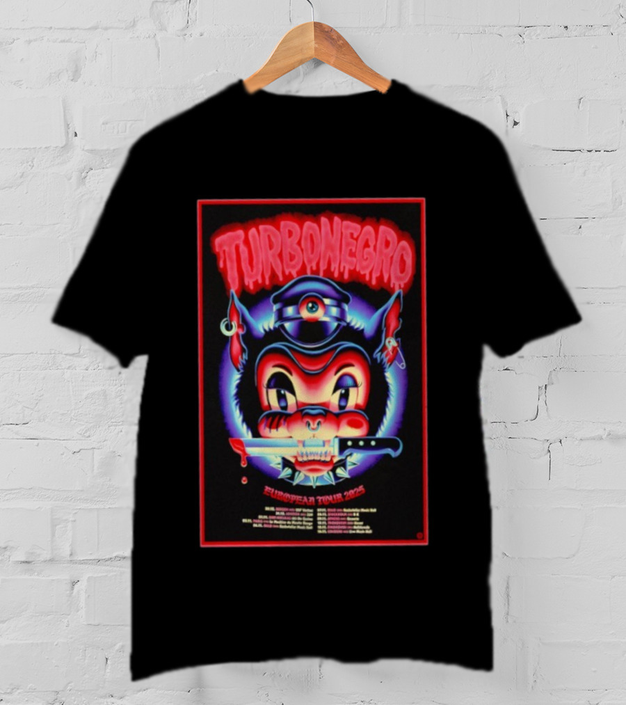 Turbonegro European Tour 2025 With Devilish Cat And Knife T-Shirt
