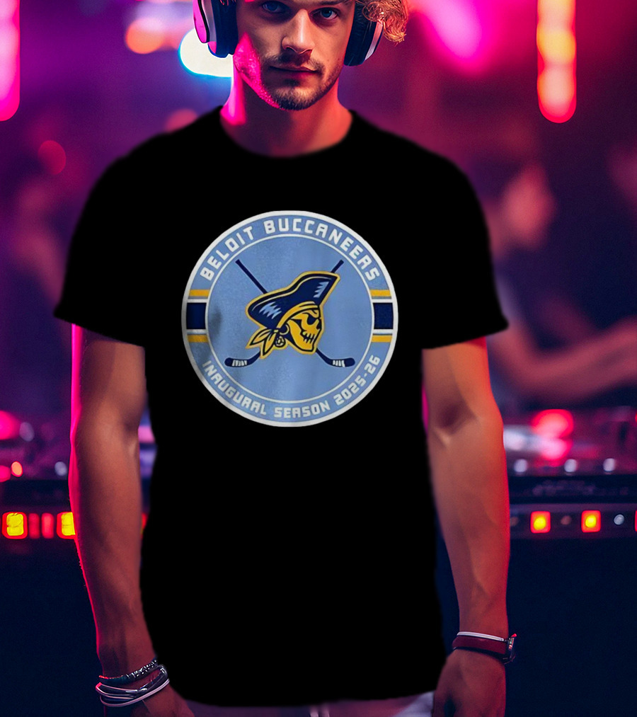 Beloit Buccaneers Inaugural Season 2025-2026 Hockey Team Skull Pirate Logo T-Shirt