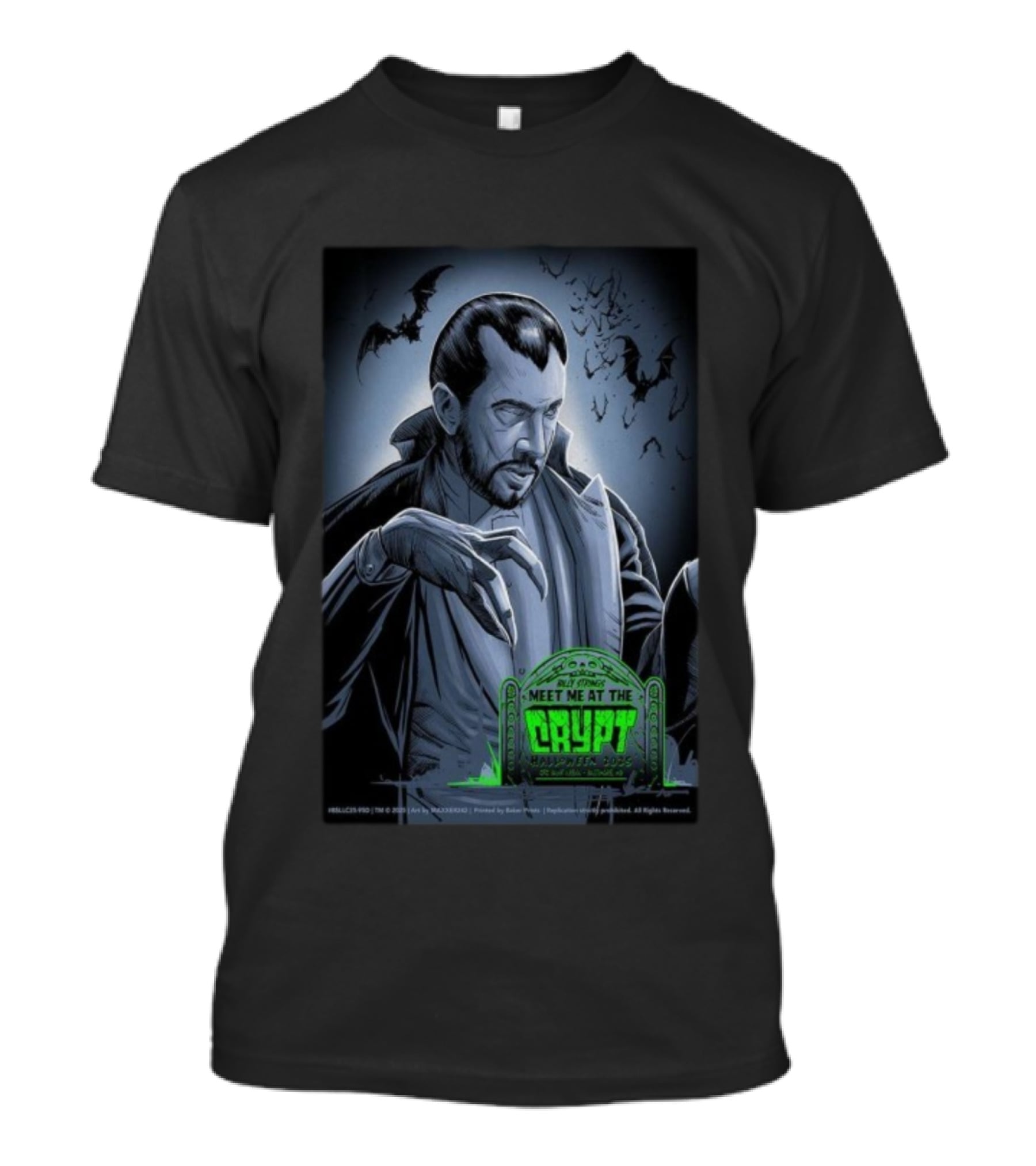 Billy Strings Meet Me At The Crypt Halloween 2025 Baltimore MD Dracula Vampire Bats Retro Horror T-Shirt