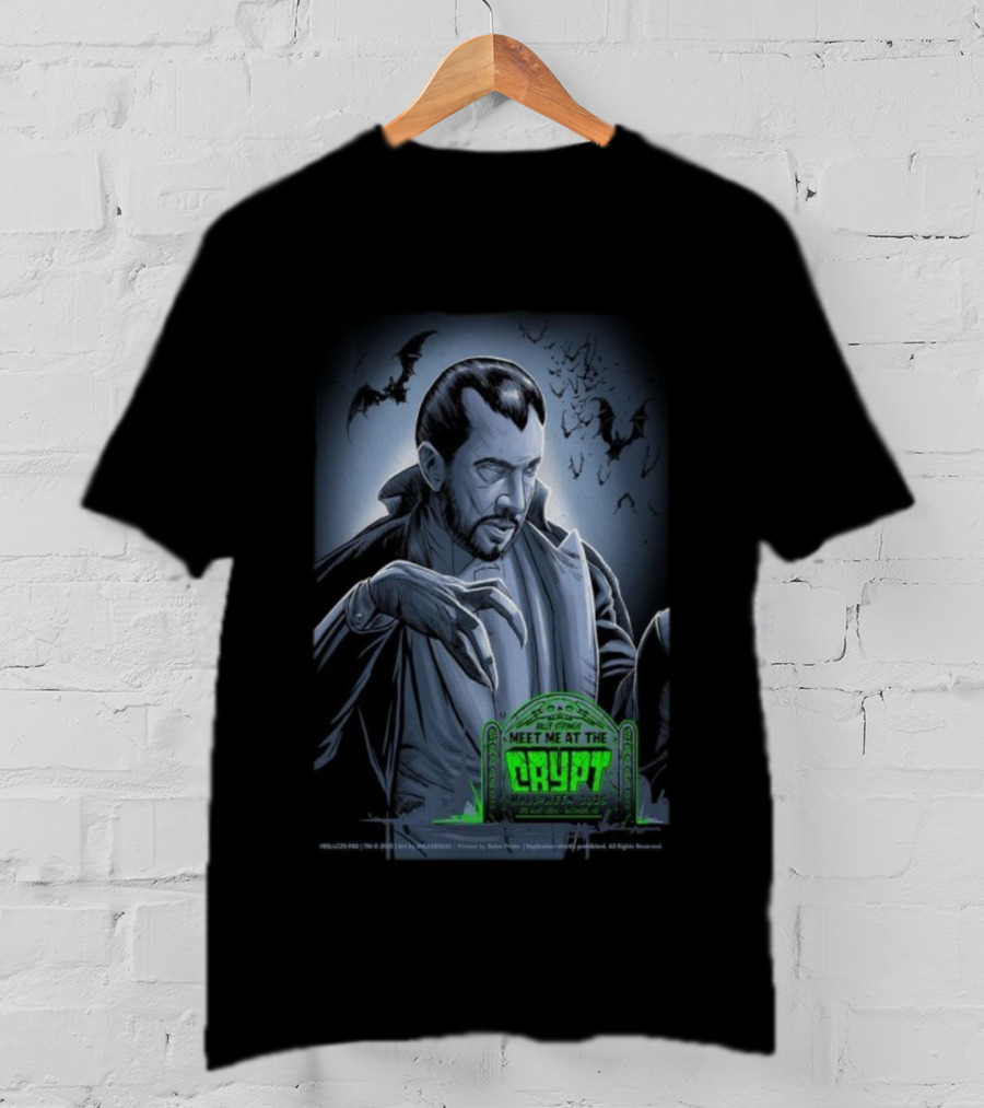 Billy Strings Meet Me At The Crypt Halloween 2025 Baltimore MD Dracula Vampire Bats Retro Horror T-Shirt