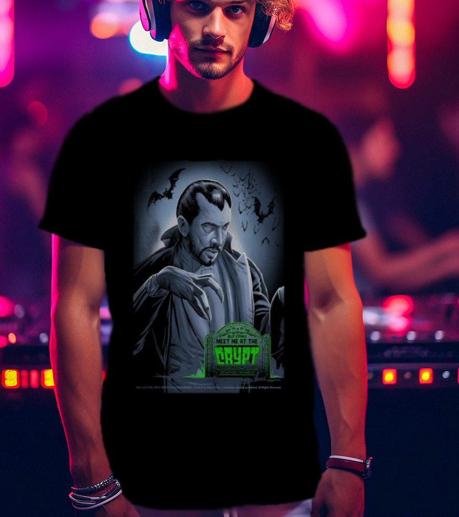 Billy Strings Meet Me At The Crypt Halloween 2025 Baltimore MD Dracula Vampire Bats Retro Horror T-Shirt