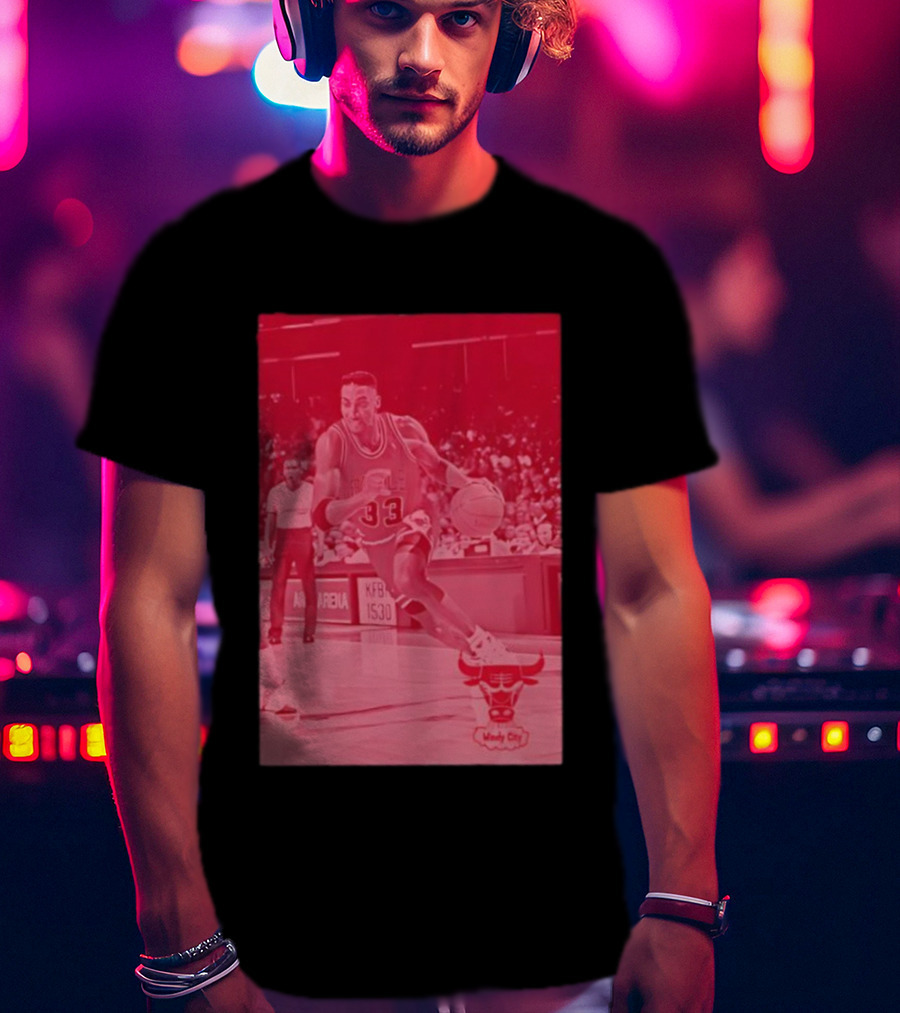 Chicago Bulls Scottie Pippen 33 Windy City NBA Basketball T-Shirt
