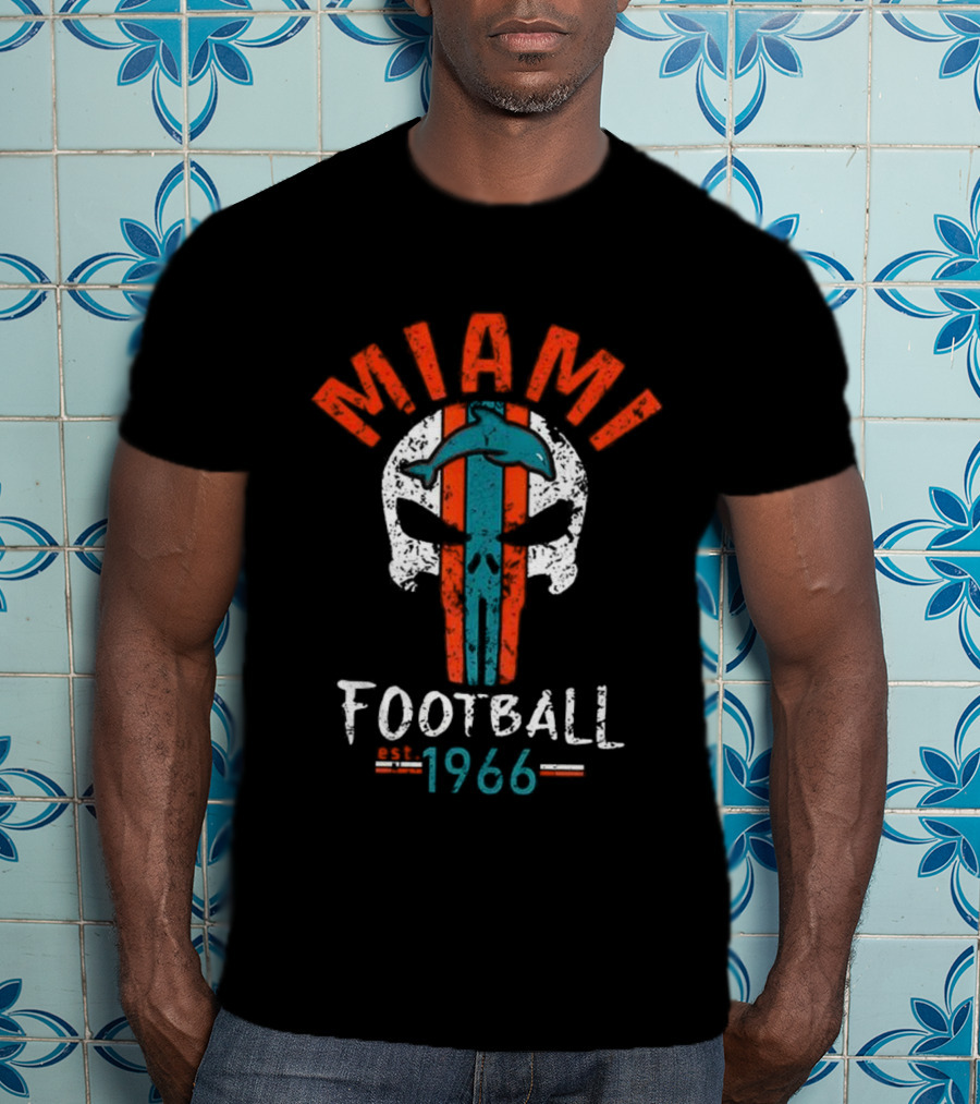 MIAMI Football Skull Est 1966 T-Shirt