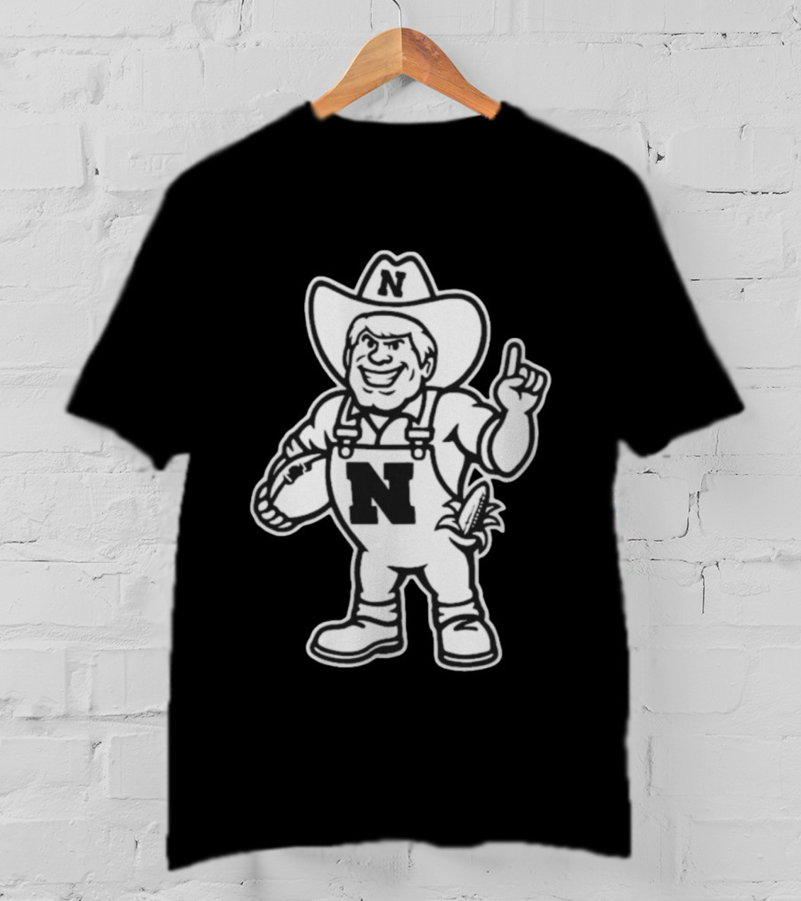 Nebraska Cornhuskers Herbie Husker Mascot Coach Matt Rhule Football T-Shirt