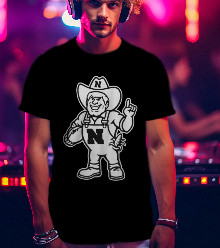 Nebraska Cornhuskers Herbie Husker Mascot Coach Matt Rhule Football T-Shirt