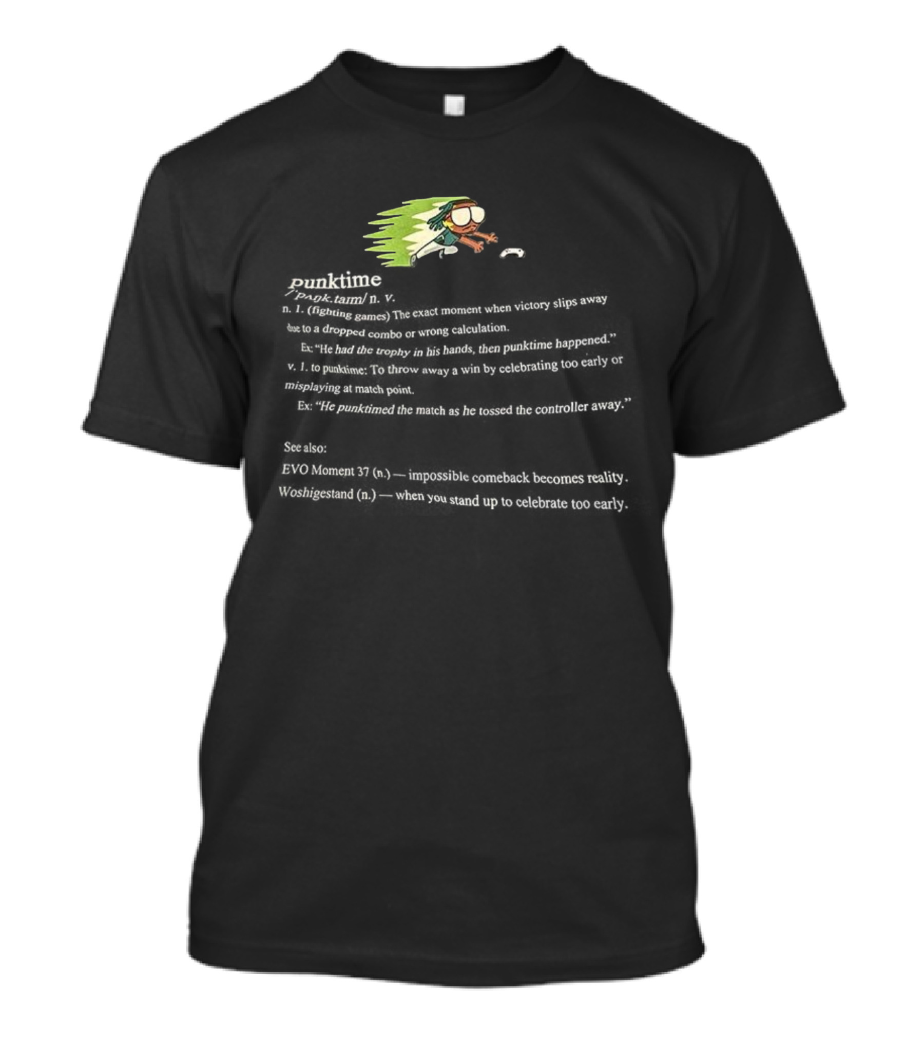 Punktime Fighting Game Definition Funny Gamer Passion Speedrun Button Masher T-Shirt