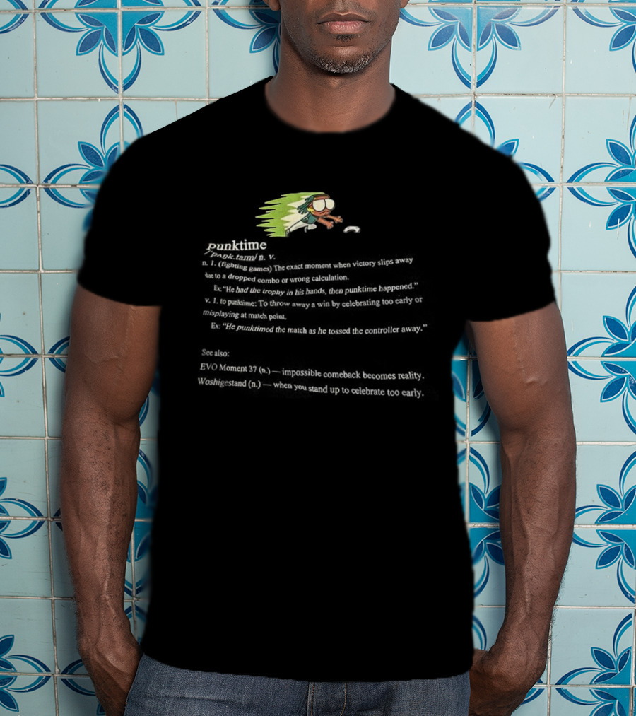 Punktime Fighting Game Definition Funny Gamer Passion Speedrun Button Masher T-Shirt