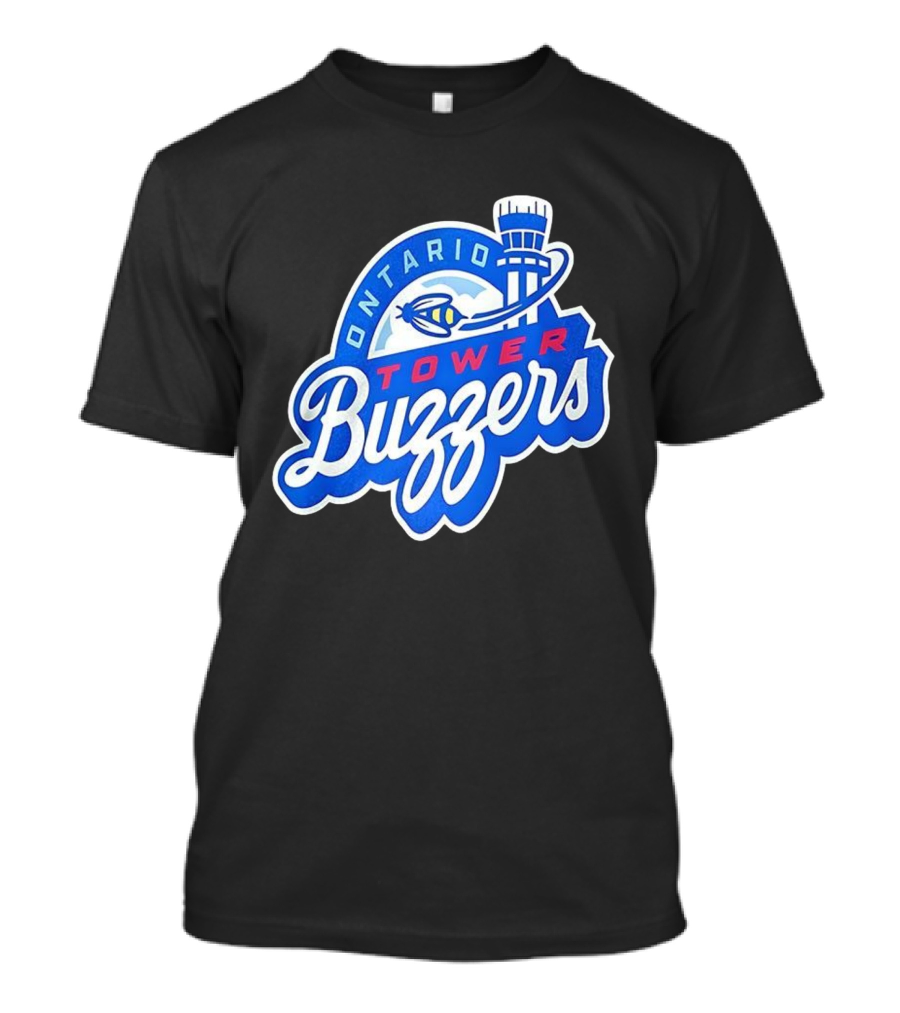 Ontario Tower Buzzers Blue Red Yellow Aviation Theme T-Shirt
