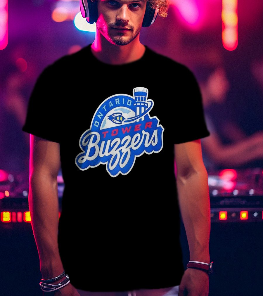 Ontario Tower Buzzers Blue Red Yellow Aviation Theme T-Shirt