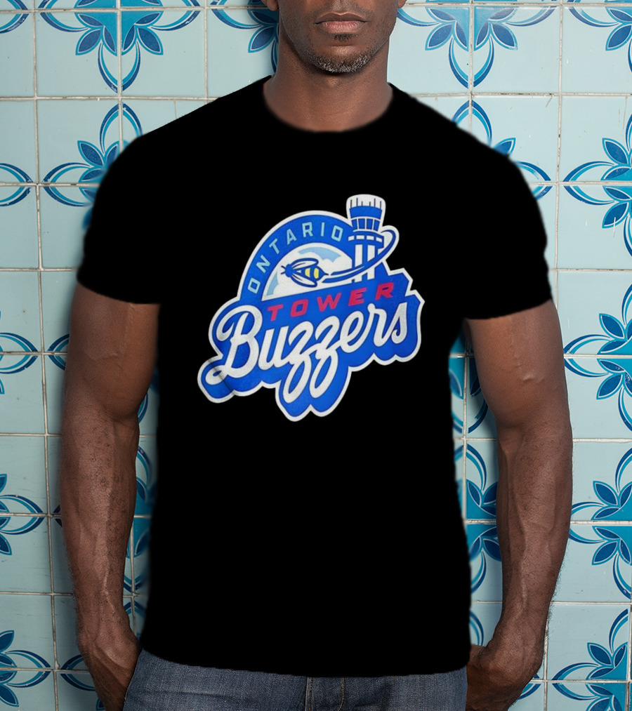 Ontario Tower Buzzers Blue Red Yellow Aviation Theme T-Shirt