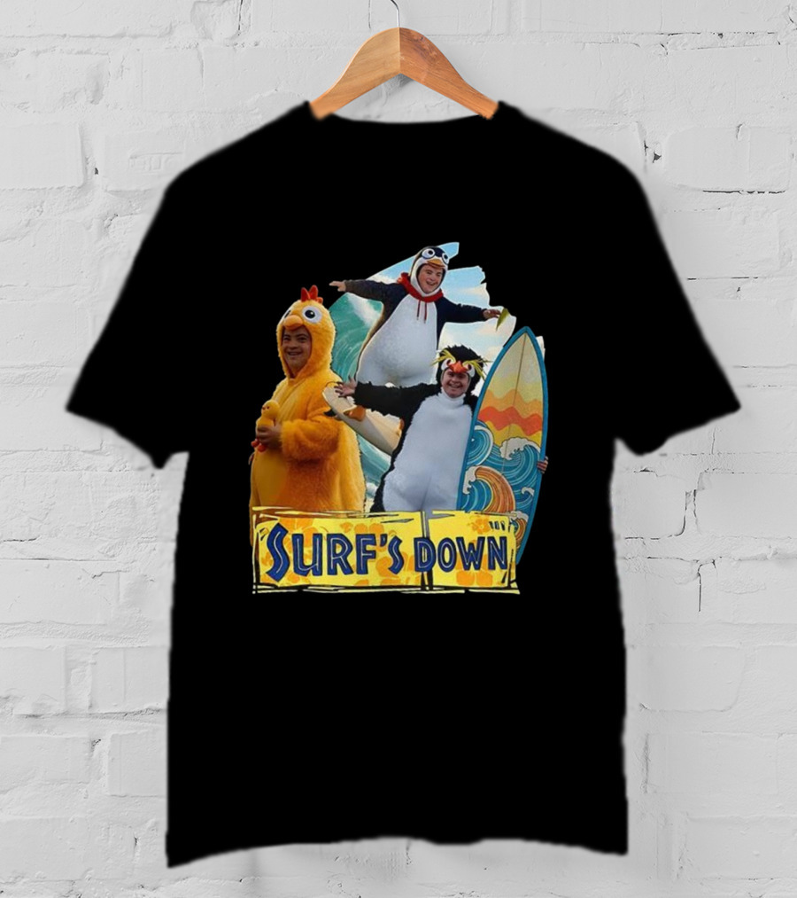 Penguins Surf's Down Wave Costume Fun T-Shirt