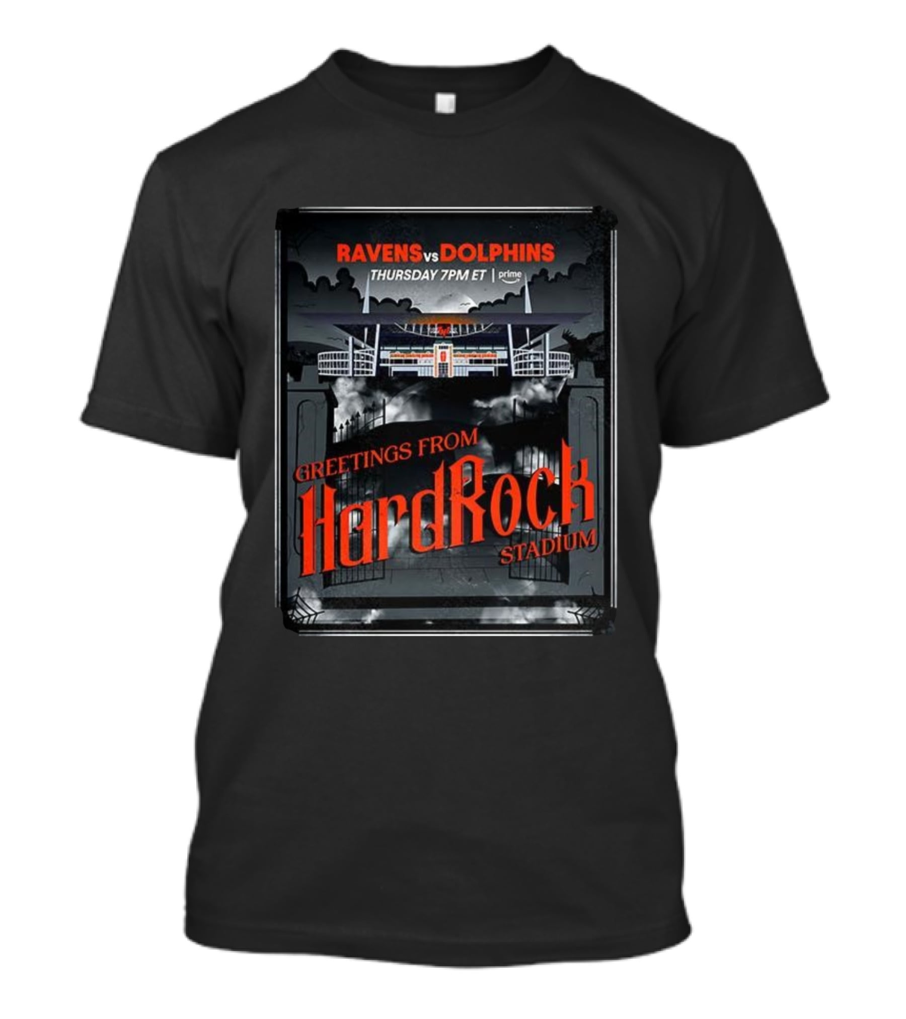 Ravens Vs Dolphins Greetings From Hard Rock Stadium Halloween Day Thursday 7PM ET Prime T-Shirt