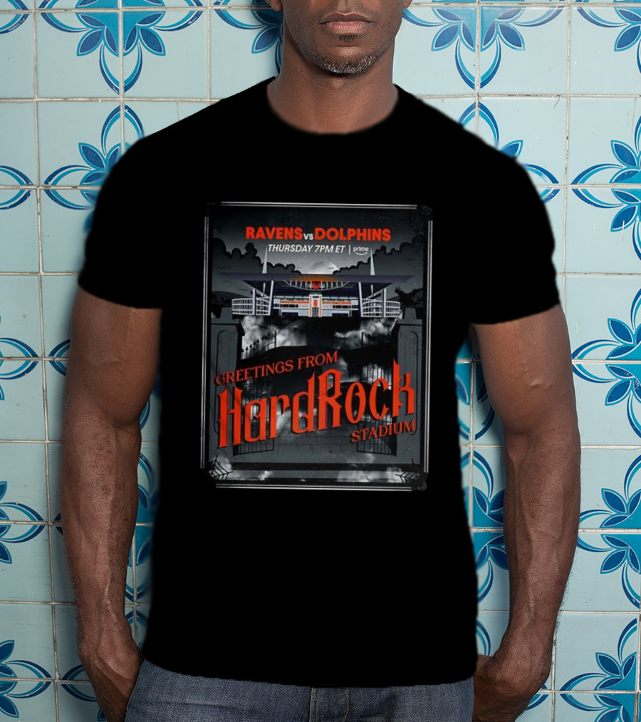 Ravens Vs Dolphins Greetings From Hard Rock Stadium Halloween Day Thursday 7PM ET Prime T-Shirt