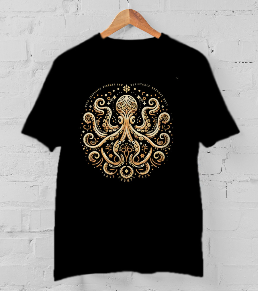 Subtle FDT Octopus Anti Fascist Design Resistance Becomes Duty T-Shirt